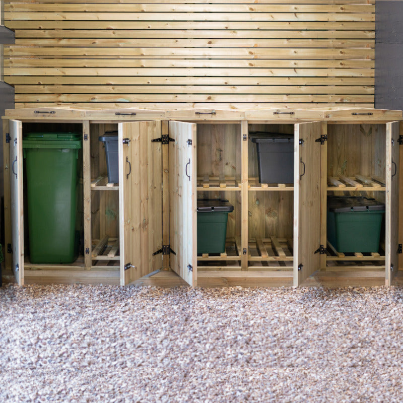 Garden Village Combi Bin Store - 1 Wheelie Bin / 8 Recycle Box | Sheds.co.uk