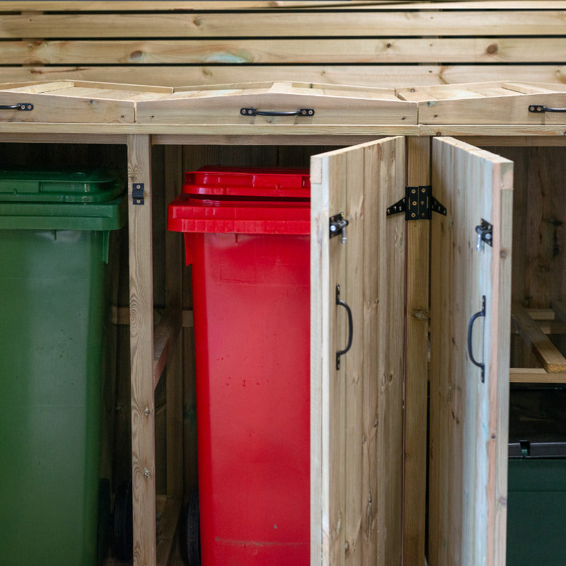 Garden Village Combi Bin Store - 2 Wheelie Bin / 2 Recycle Box | Sheds.co.uk
