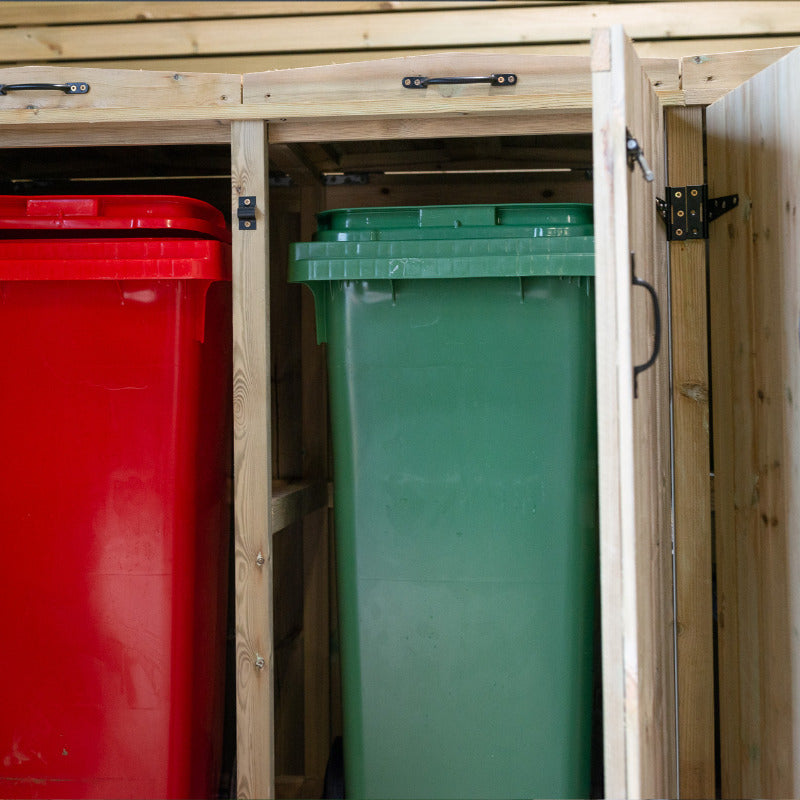 Garden Village Combi Bin Store - 2 Wheelie Bin / 2 Recycle Box | Sheds.co.uk