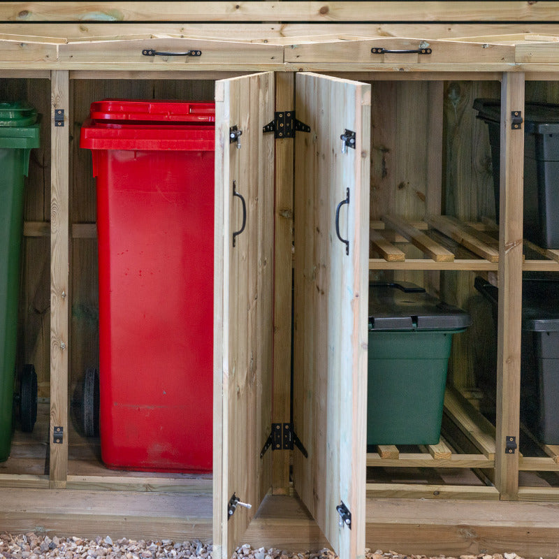 Garden Village Combi Bin Store - 2 Wheelie Bin / 4 Recycle Box | Sheds.co.uk