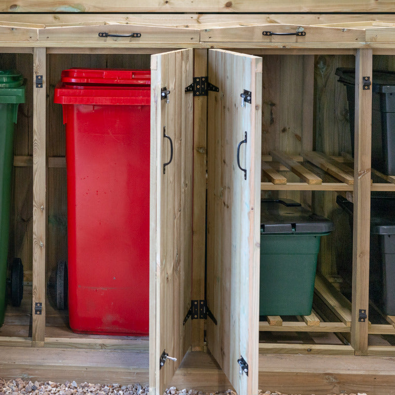 Garden Village Combi Bin Store - 3 Wheelie Bin / 4 Recycle Box | Sheds.co.uk