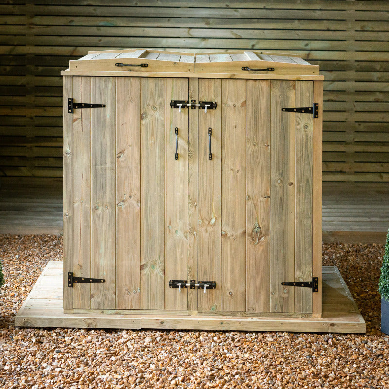 Garden Village Double Wheelie Bin Store - 240L/140L | Sheds.co.uk