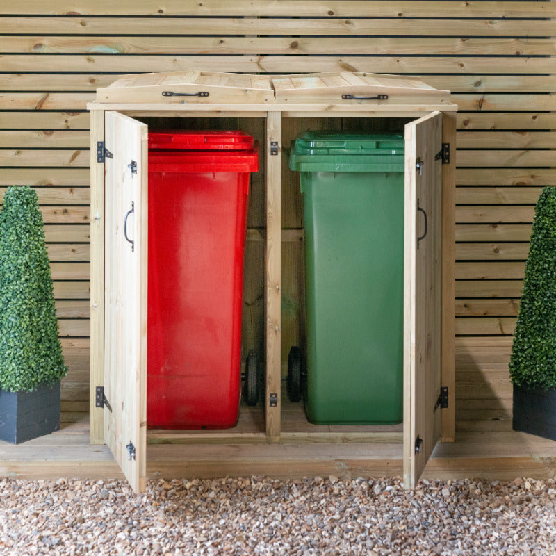 Garden Village Double Wheelie Bin Store - 240L/140L | Sheds.co.uk