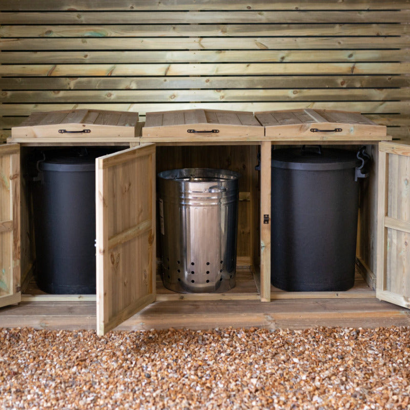 Garden Village Triple Dustbin Store | Sheds.co.uk