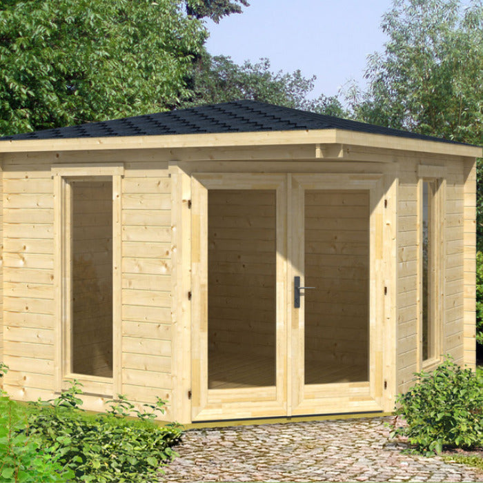 Greenway 2.8m x 2.8m Ashdown Corner Log Cabin - 40mm | Sheds.co.uk