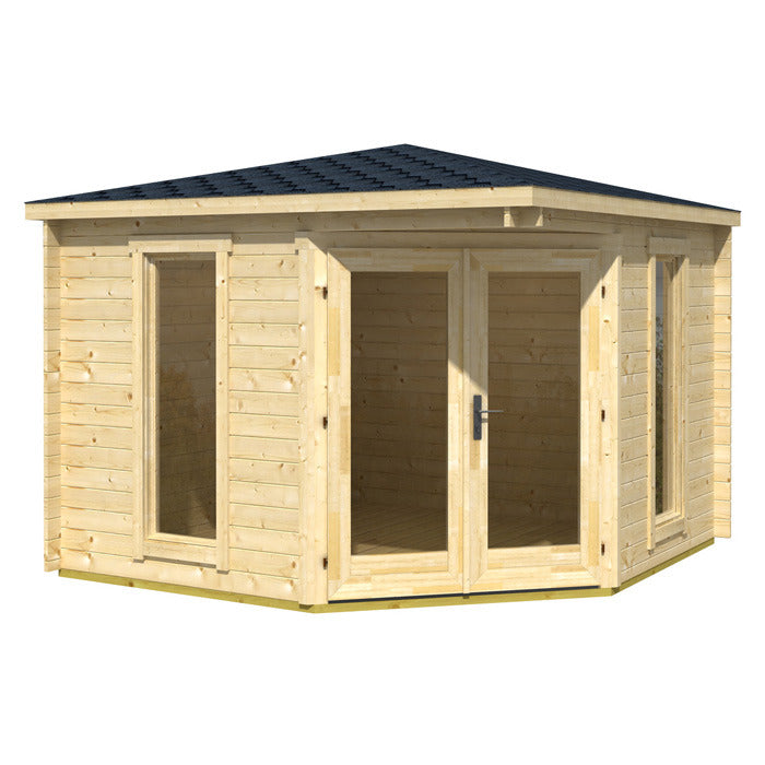Greenway 2.8m x 2.8m Ashdown Corner Log Cabin - 40mm | Sheds.co.uk