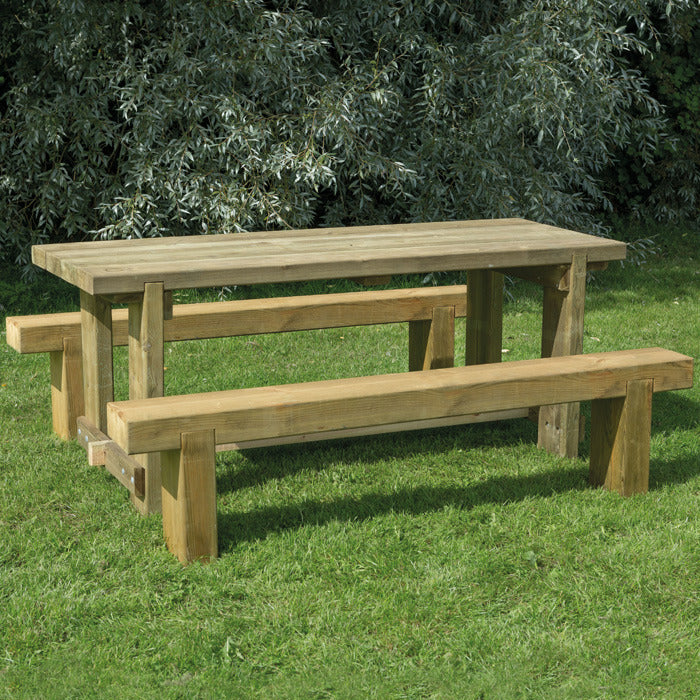 Hartwood 1.8m Refectory Table & Sleeper Bench Set | Sheds.co.uk