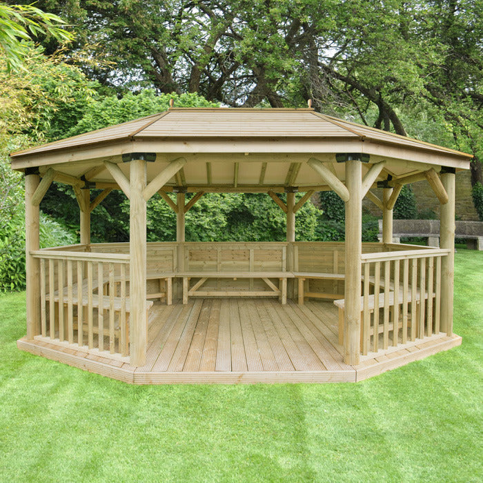 Hartwood 5.1m Premium Oval Gazebo With Timber Roof | Sheds.co.uk