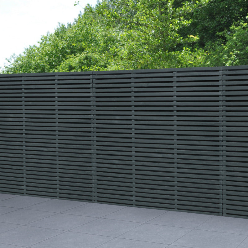 Hartwood 6' x 6' Contemporary Double Slatted Fence Panel - Grey | Sheds.co.uk