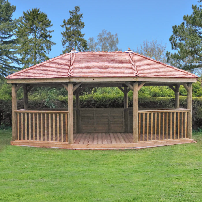 Hartwood 6m Premium Oval Gazebo With Cedar Roof | Sheds.co.uk