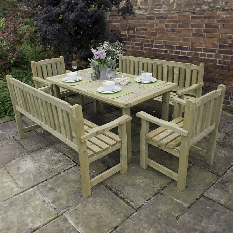Hartwood Ashford Wooden Garden Bench Dining Set With Chairs | Sheds.co.uk