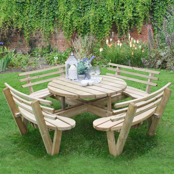 Hartwood Circular Picnic Table With Seat Backs | Sheds.co.uk