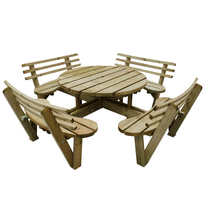 Hartwood Circular Picnic Table With Seat Backs | Sheds.co.uk