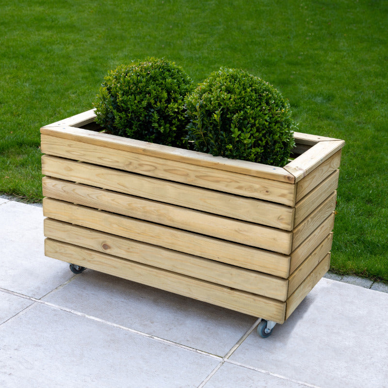 Hartwood Linear Double Planter With Wheels | Sheds.co.uk