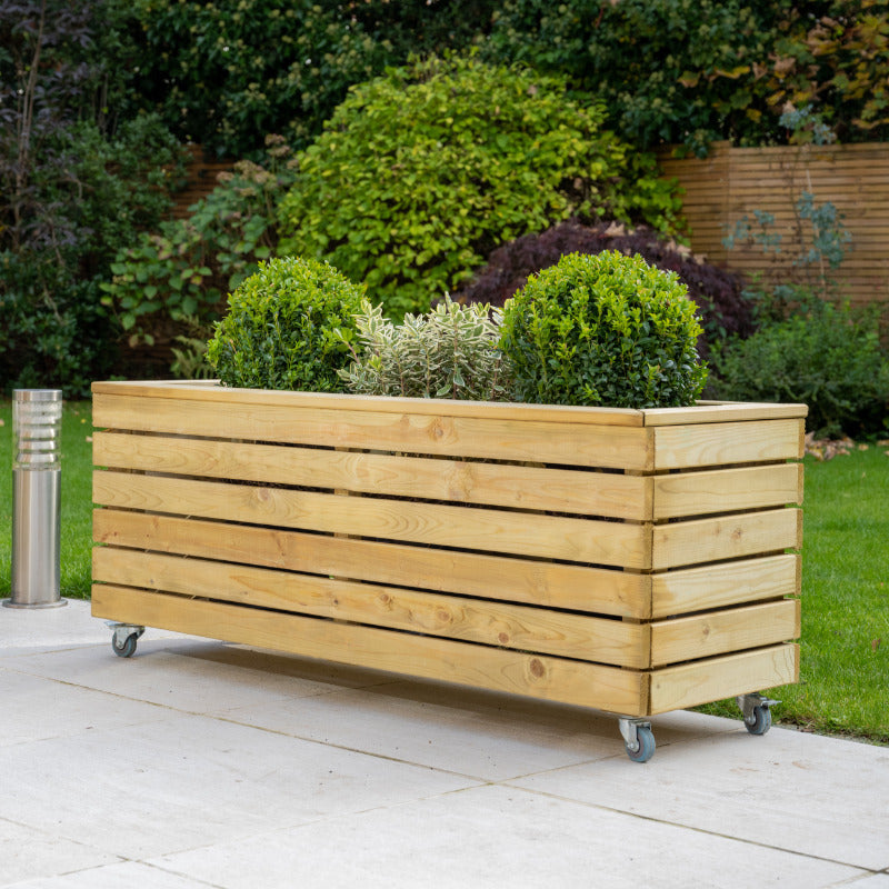 Hartwood Linear Planter With Wheels | Sheds.co.uk