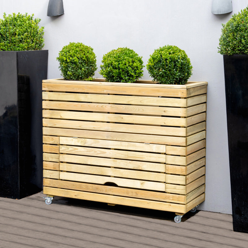 Hartwood Linear Tall Planter With Wheels | Sheds.co.uk
