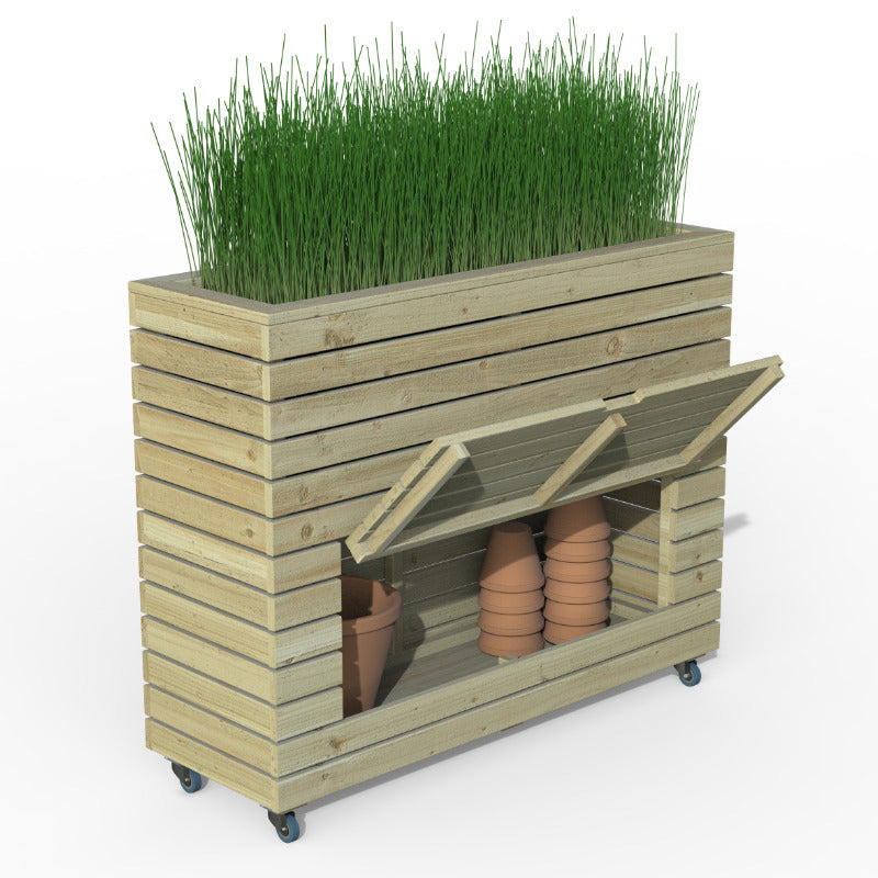 Hartwood Linear Tall Planter With Wheels | Sheds.co.uk