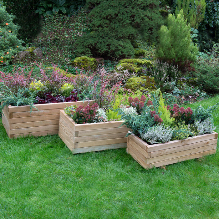 Hartwood Set of Three Rectangular Planters | Sheds.co.uk