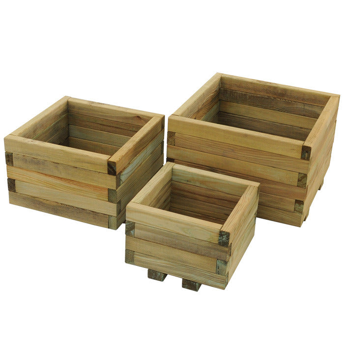 Hartwood Set of Three Square Planters | Sheds.co.uk