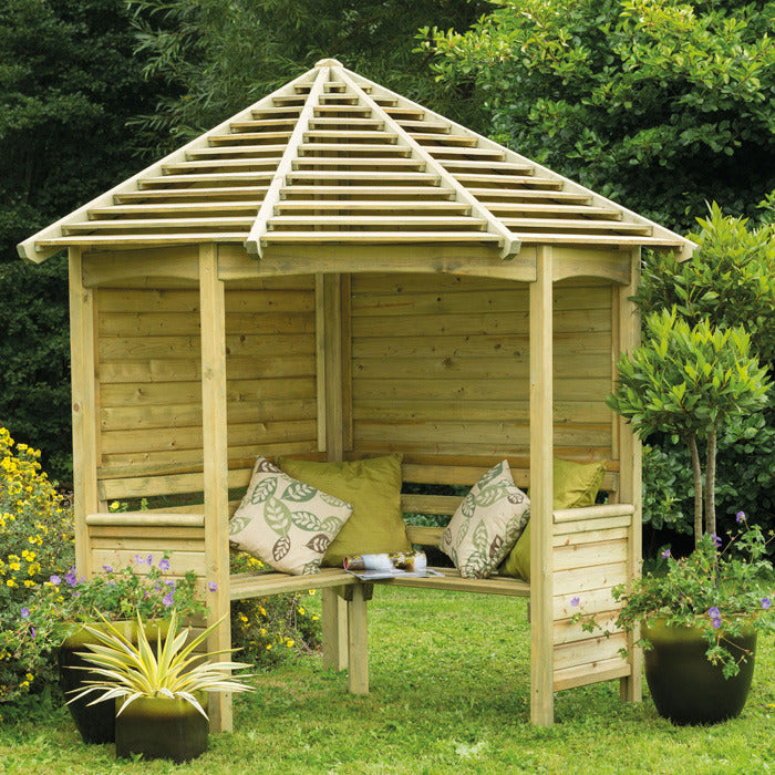 Hartwood Venetian Corner Arbour Seat | Sheds.co.uk