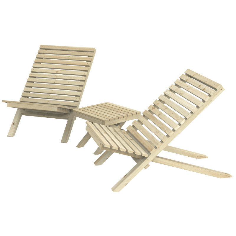 Hartwood Wooden Slatted Beach Chair & Table Set | Sheds.co.uk