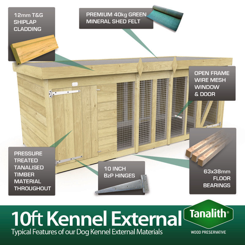 Holt 10' x 6' Pressure Treated Shiplap Dog Kennel And Run | Sheds.co.uk