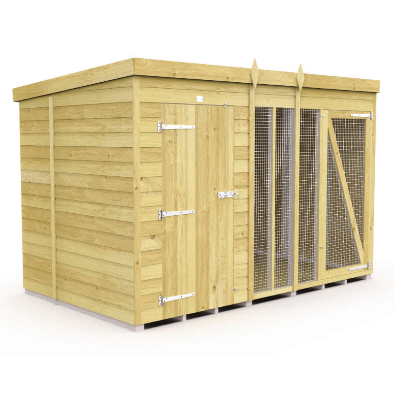 Holt 10' x 6' Pressure Treated Shiplap Full Height Dog Kennel And Run | Sheds.co.uk
