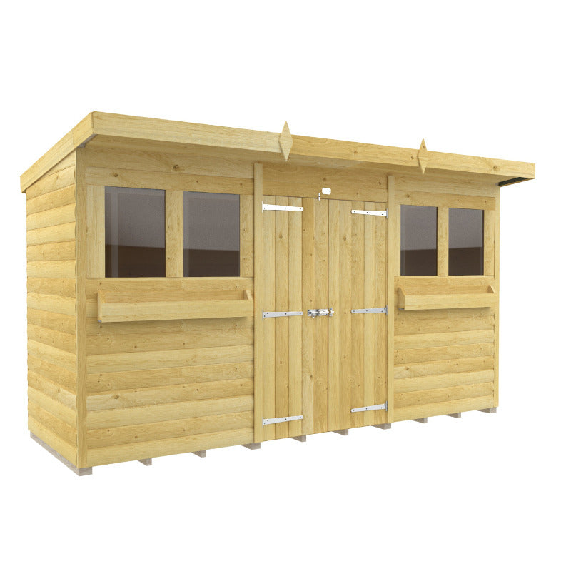 Holt 12' x 4' Handsworth Loglap Pressure Treated Pent Summer Shed | Sheds.co.uk