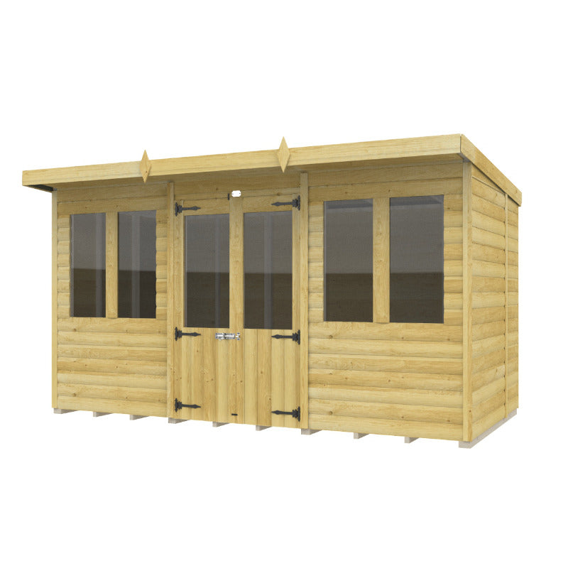 Holt 12' x 6' Alexander Loglap Pressure Treated Pent Summer House | Sheds.co.uk