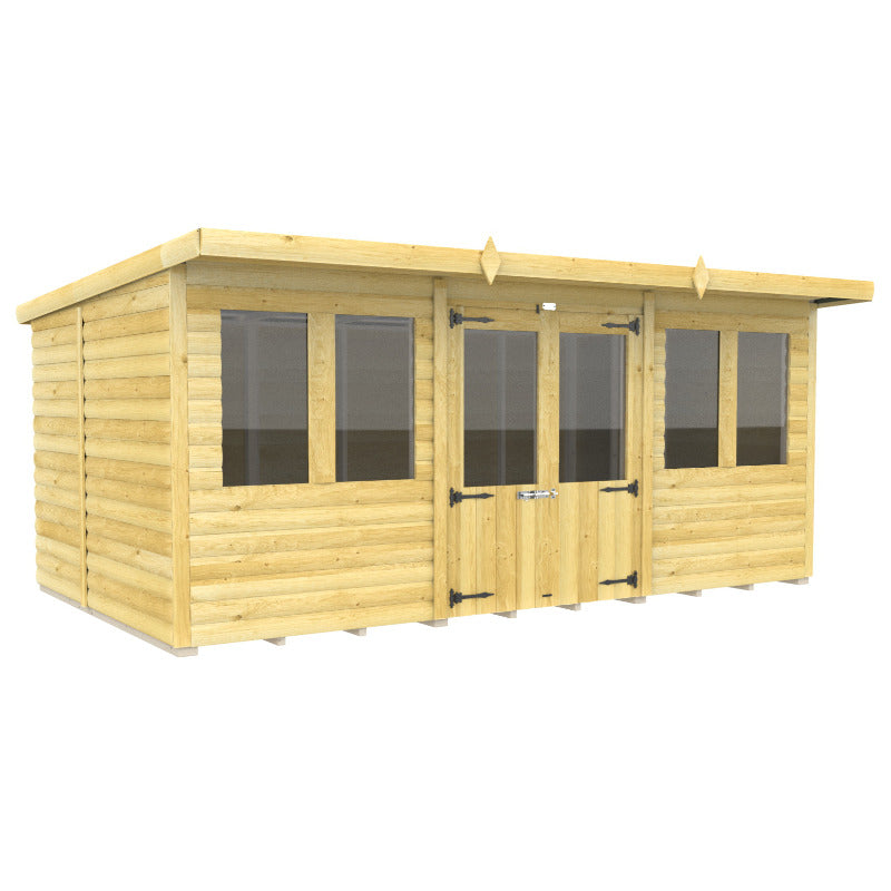Holt 12' x 7' Alexander Loglap Pressure Treated Pent Summer House | Sheds.co.uk