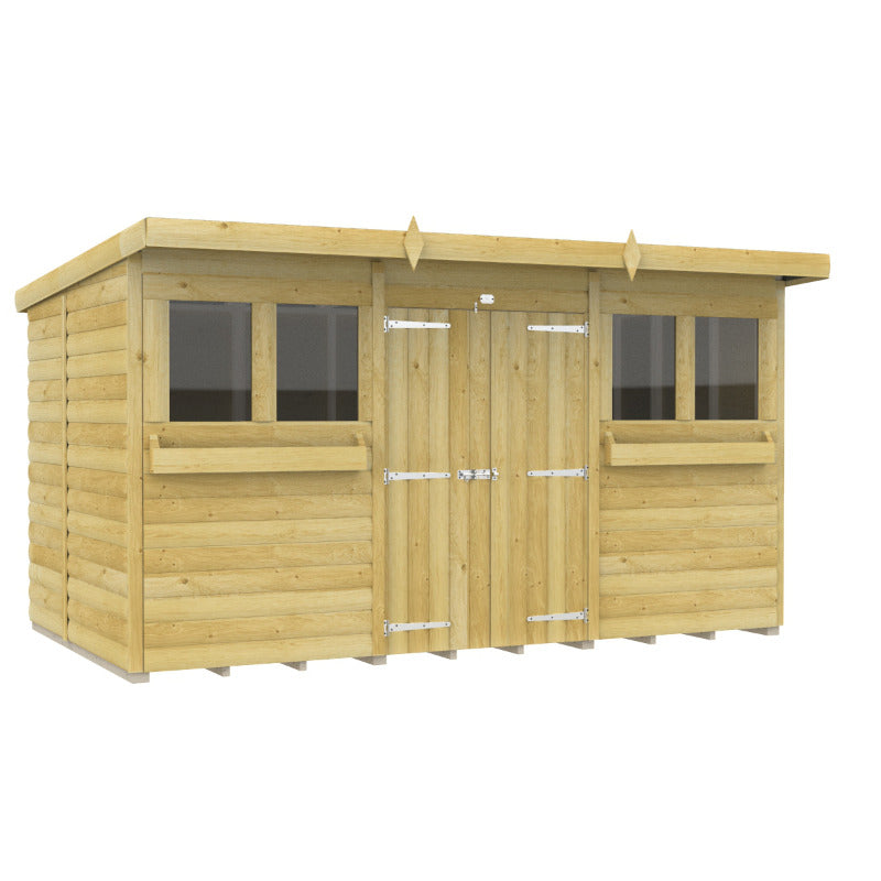 Holt 12' x 7' Handsworth Loglap Pressure Treated Pent Summer Shed | Sheds.co.uk
