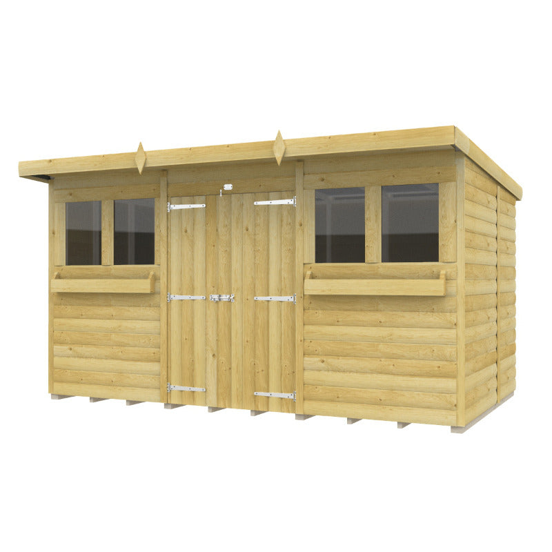Holt 12' x 7' Handsworth Loglap Pressure Treated Pent Summer Shed | Sheds.co.uk