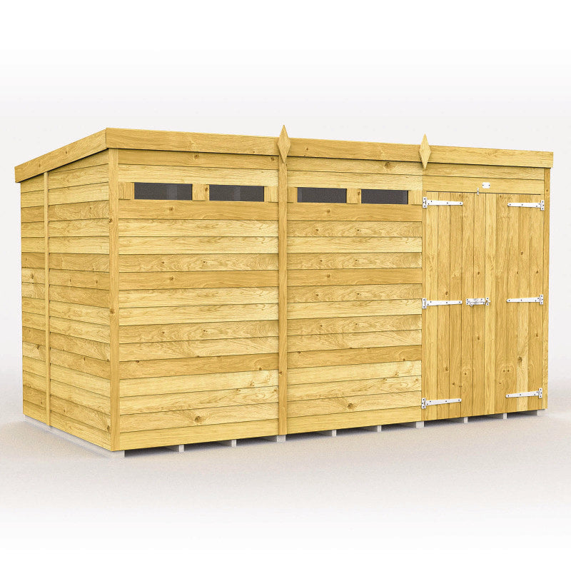Holt 12' x 7' Pressure Treated Shiplap Modular Pent Security Shed | Sheds.co.uk