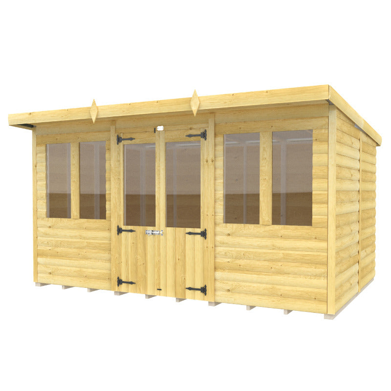 Holt 12' x 8' Alexander Loglap Pressure Treated Pent Summer House | Sheds.co.uk