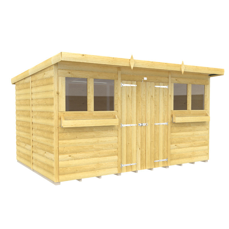 Holt 12' x 8' Handsworth Loglap Pressure Treated Pent Summer Shed | Sheds.co.uk