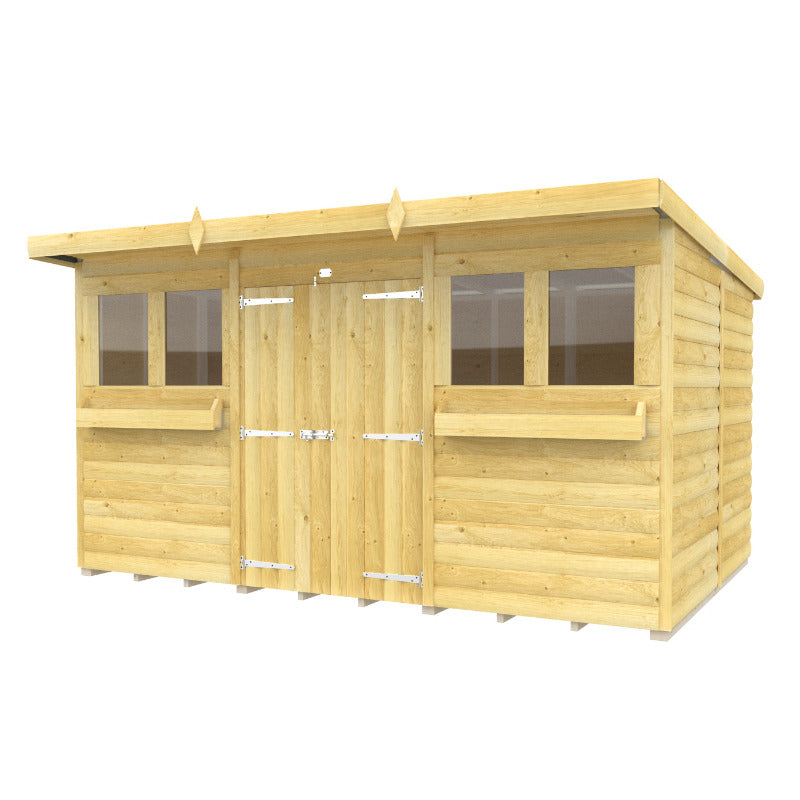 Holt 12' x 8' Handsworth Loglap Pressure Treated Pent Summer Shed | Sheds.co.uk