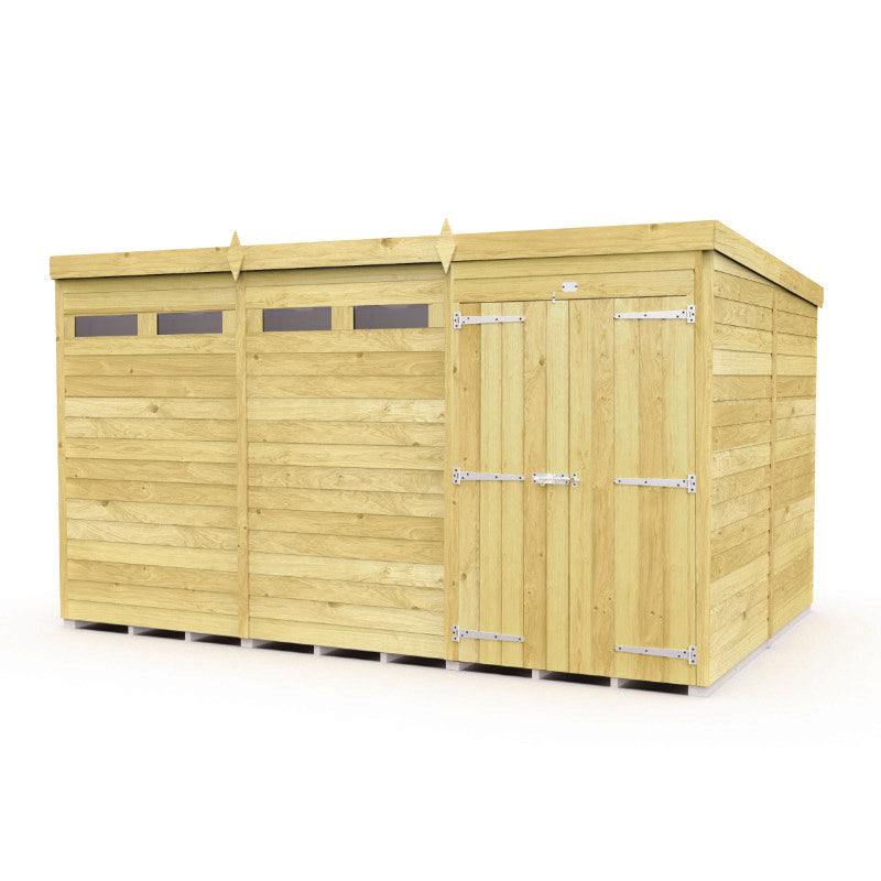 Holt 12' x 8' Pressure Treated Shiplap Modular Pent Security Shed | Sheds.co.uk