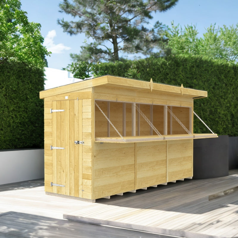 Holt 12' x 4' Pressure Treated Shiplap Garden Bar Shed With Serving Hatch | Sheds.co.uk