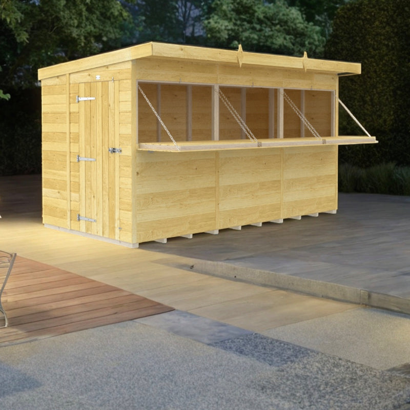 Holt 12' x 8' Pressure Treated Shiplap Garden Bar Shed With Serving Hatch | Sheds.co.uk