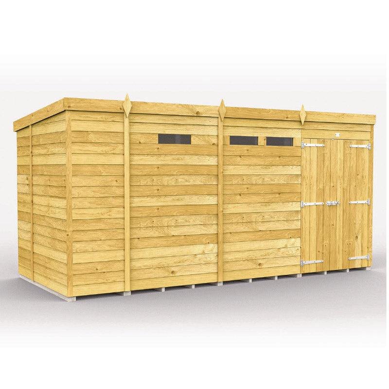Holt 13' x 6' Pressure Treated Shiplap Modular Pent Security Shed | Sheds.co.uk