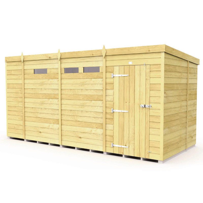 Holt 13' x 7' Pressure Treated Shiplap Modular Pent Security Shed | Sheds.co.uk
