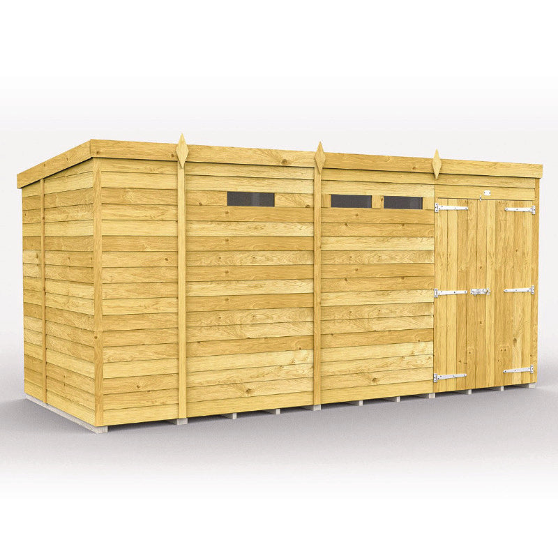 Holt 13' x 7' Pressure Treated Shiplap Modular Pent Security Shed | Sheds.co.uk