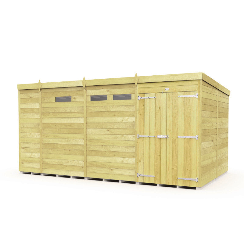 Holt 13' x 8' Pressure Treated Shiplap Modular Pent Security Shed | Sheds.co.uk
