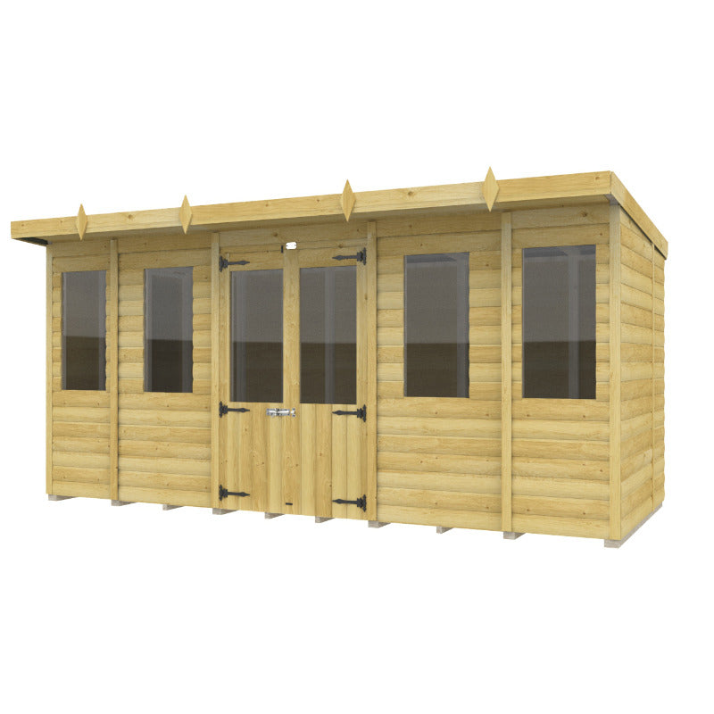 Holt 14' x 6' Alexander Loglap Pressure Treated Pent Summer House | Sheds.co.uk