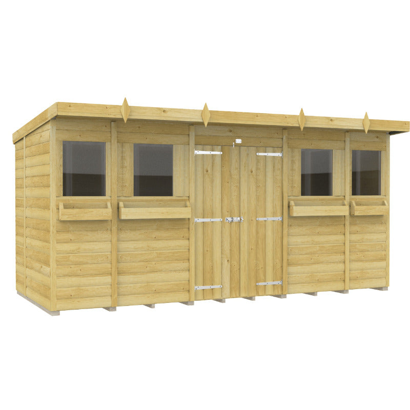 Holt 14' x 6' Handsworth Loglap Pressure Treated Pent Summer Shed | Sheds.co.uk