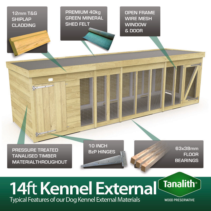 Holt 14' x 6' Pressure Treated Shiplap Dog Kennel And Run | Sheds.co.uk