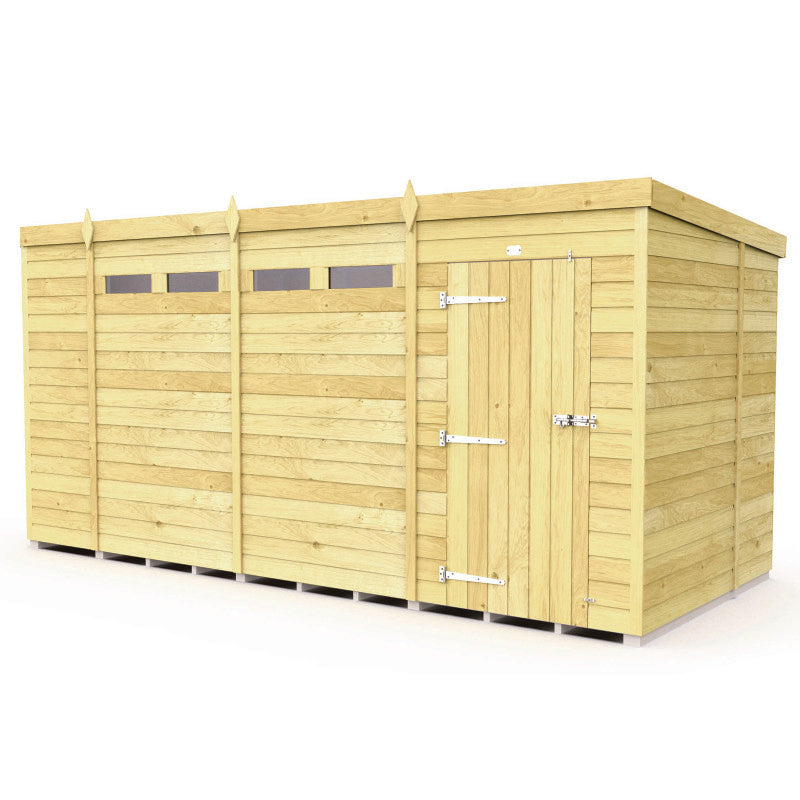 Holt 14' x 6' Pressure Treated Shiplap Modular Pent Security Shed | Sheds.co.uk