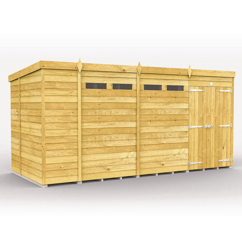 Holt 14' x 6' Pressure Treated Shiplap Modular Pent Security Shed | Sheds.co.uk