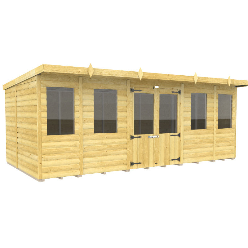 Holt 14' x 7' Alexander Loglap Pressure Treated Pent Summer House | Sheds.co.uk