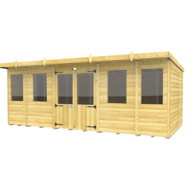 Holt 14' x 7' Alexander Loglap Pressure Treated Pent Summer House | Sheds.co.uk